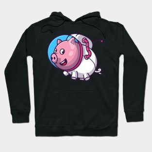 Cute Pig Astronaut Floating Cartoon Hoodie